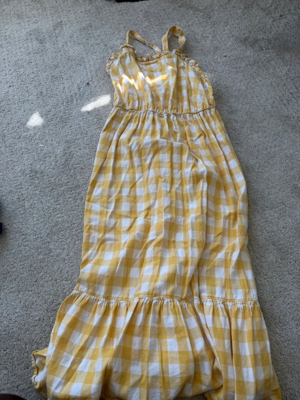 Cat & Jack Yellow and White Gingham Sundress with Ruffled Straps